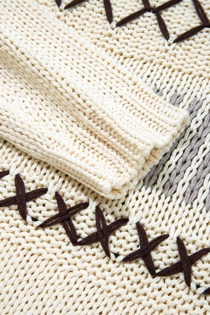 v neck drop shoulder sweater