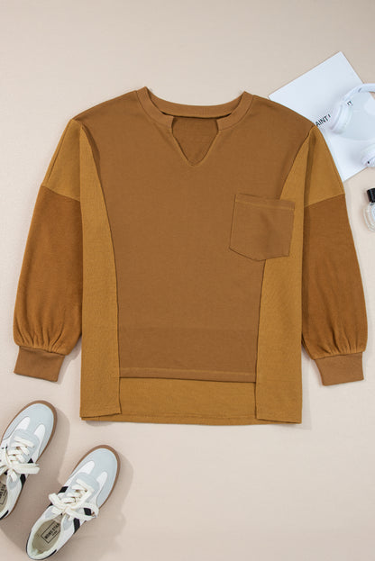 mix texture patchwork sweatshirt