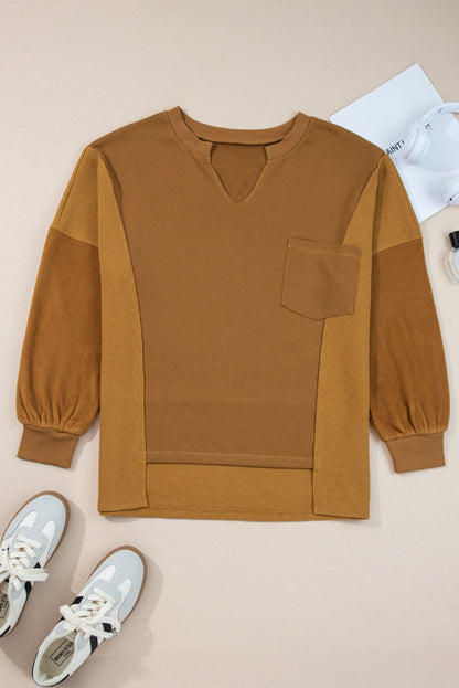 mix texture patchwork sweatshirt