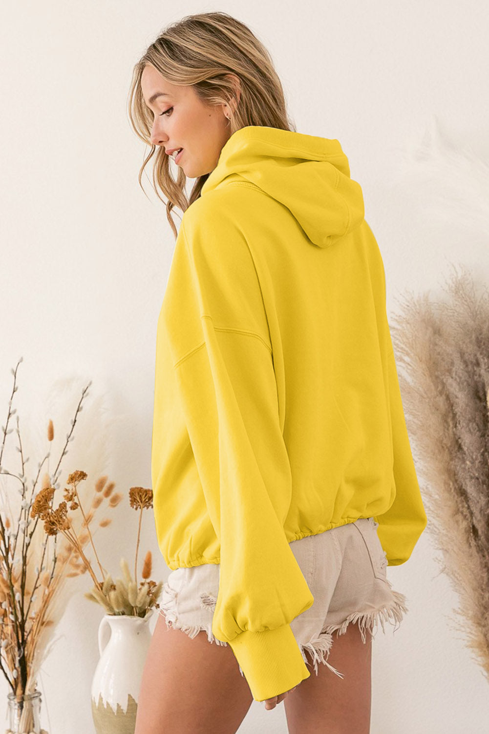 Golden Hooded Kangaroo Pocket Zip-Up Hooded Sweatshirt