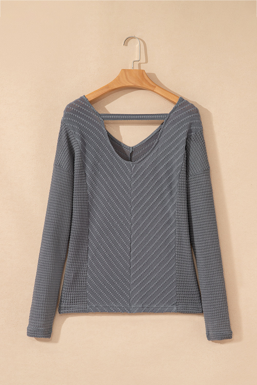 textured knit long sleeve top