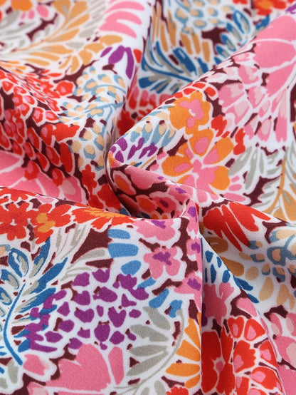 Floral Pink Sleeveless Ruffle Tank Top