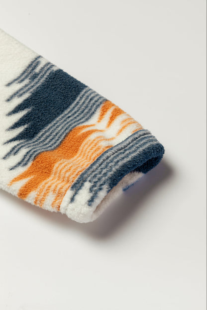 Aztec Patterned Snap Button Fleece Jacket