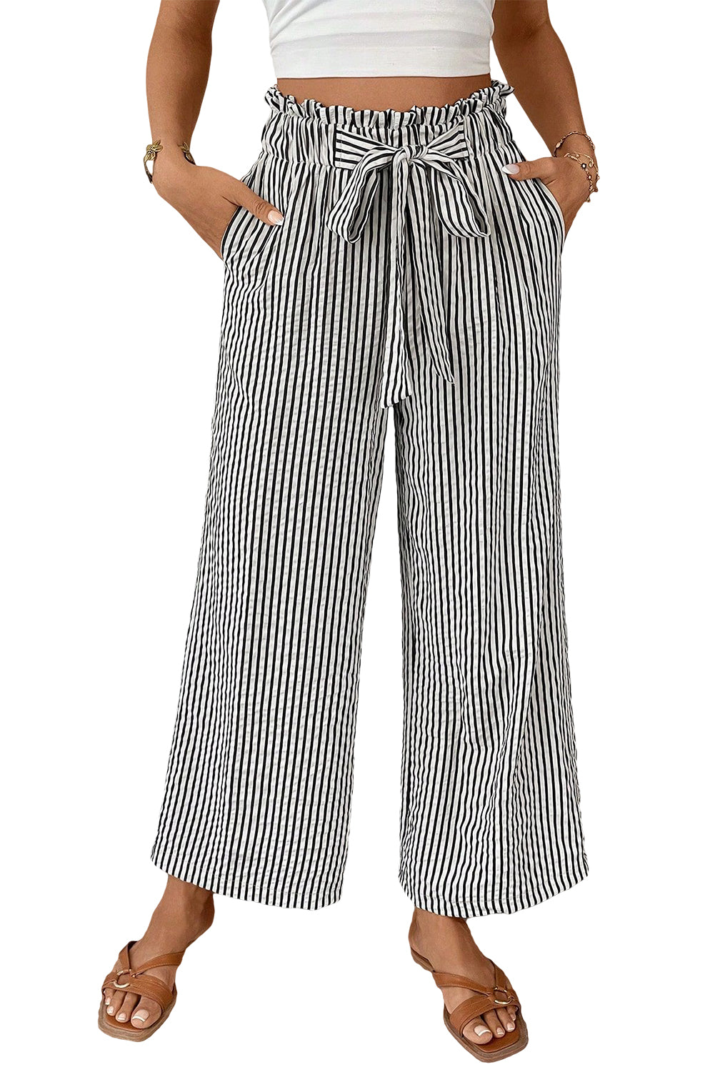 striped print pants