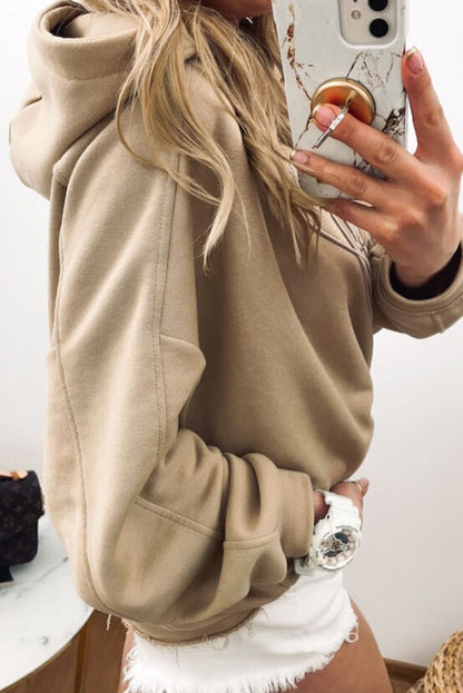 Parchment Baby Letter Embroidered Drop Shoulder Hoodie