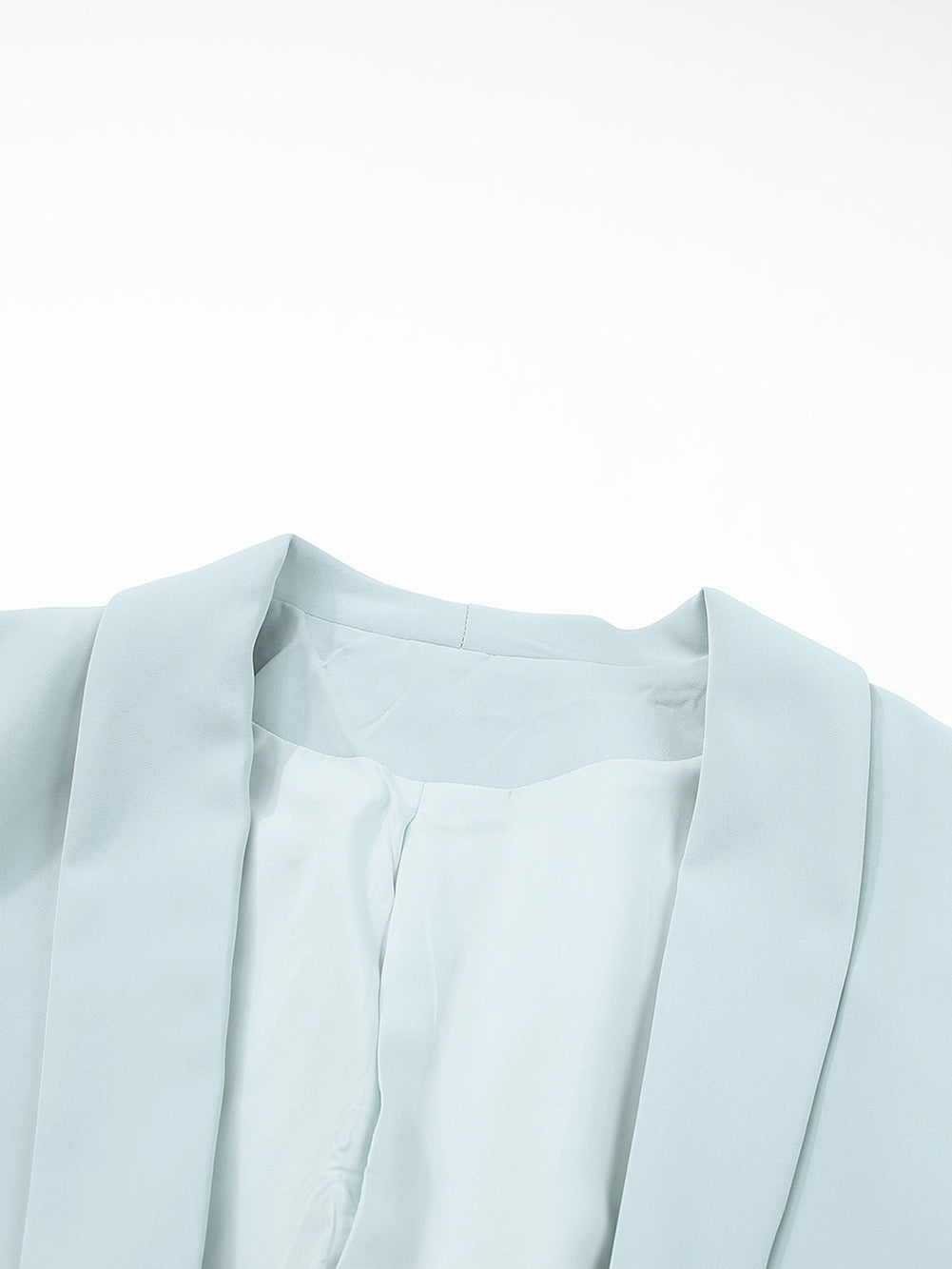 Sky Blue Plus Size Soft Lightweight Pocketed Lapel Blazer