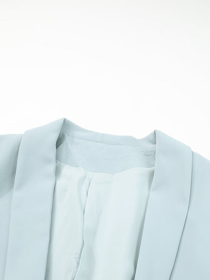 Sky Blue Plus Size Soft Lightweight Pocketed Lapel Blazer