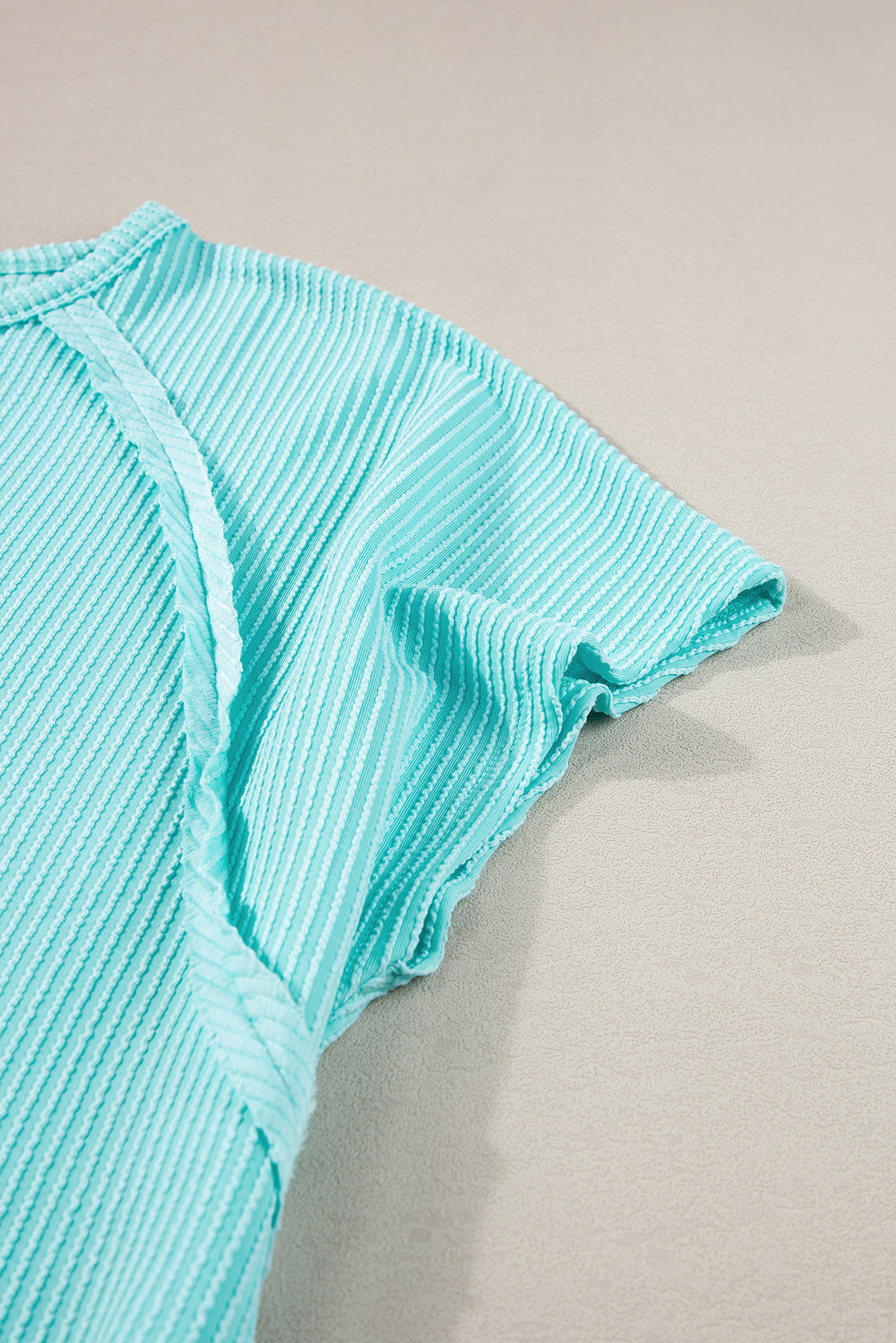 Light Blue Ribbed Seam Shift Plus Size T Shirt