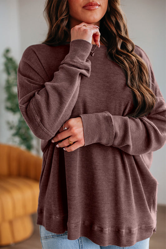 textured long sleeve top