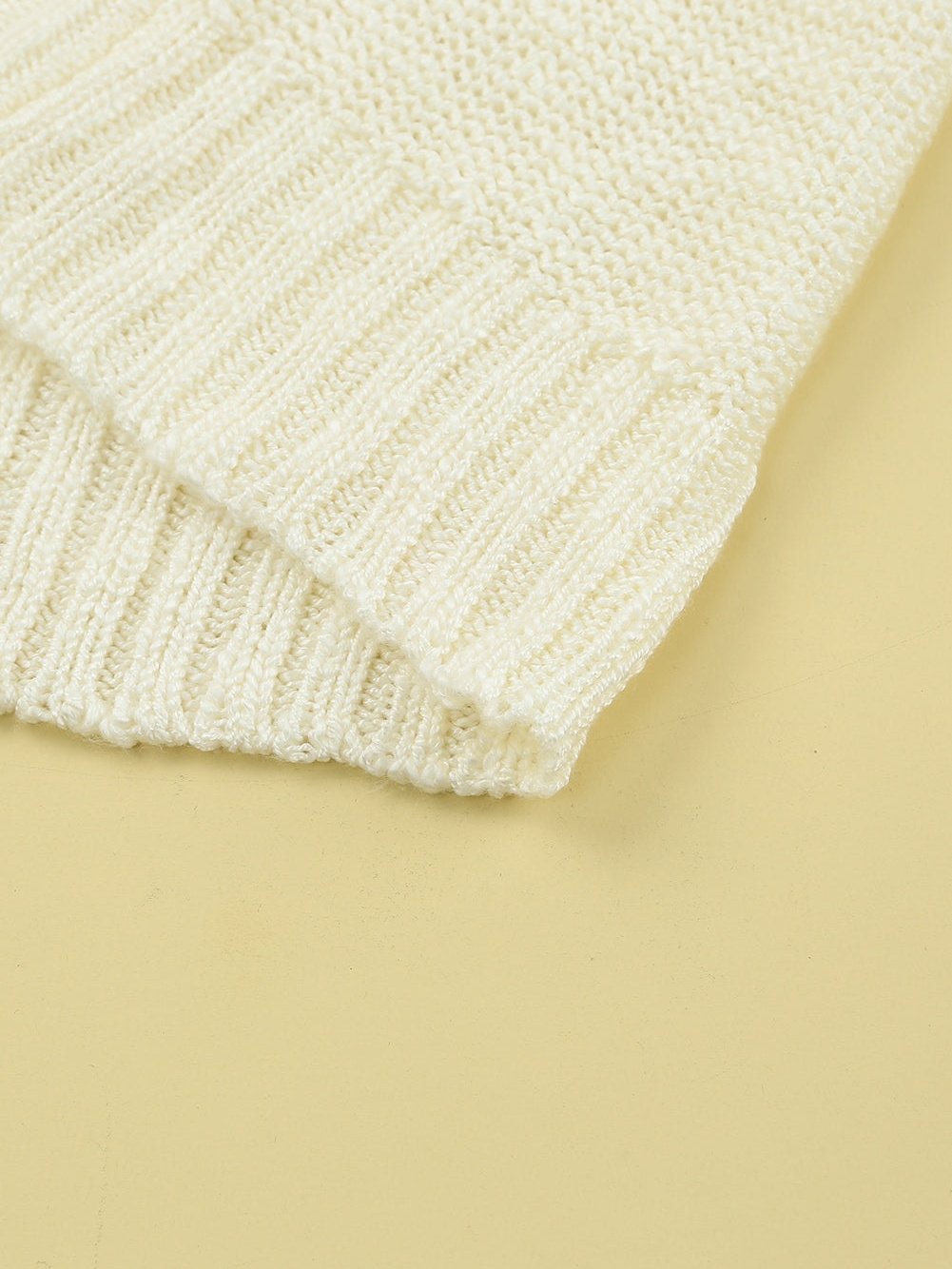 Beige Chevron Stripe Drop Shoulder Knit Pullover