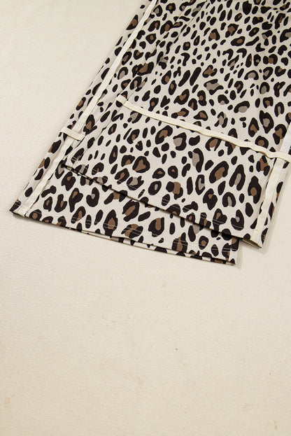 leopard wide leg pants