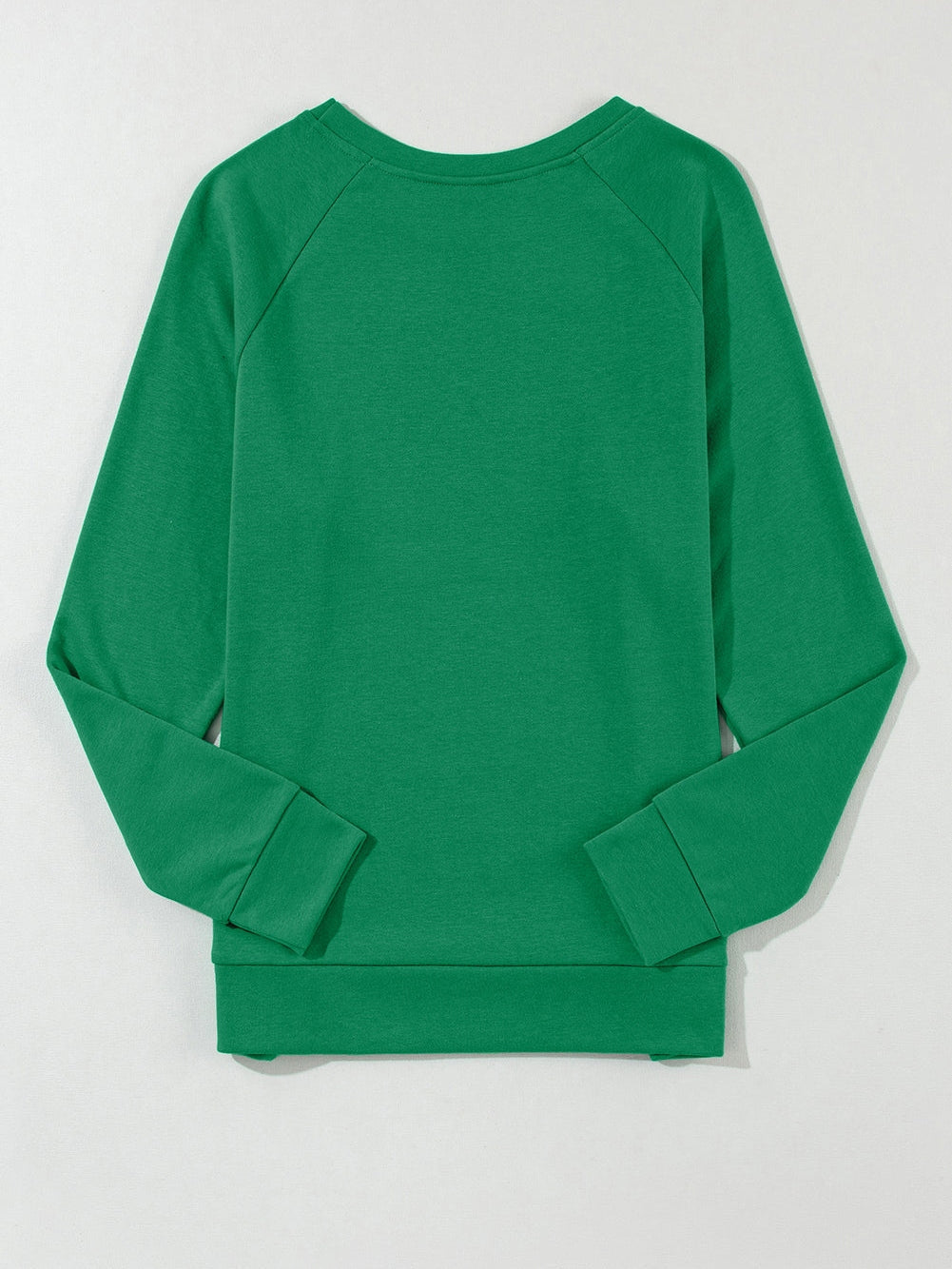 Green Raglan Sleeve Sweatshirt with Round Neck