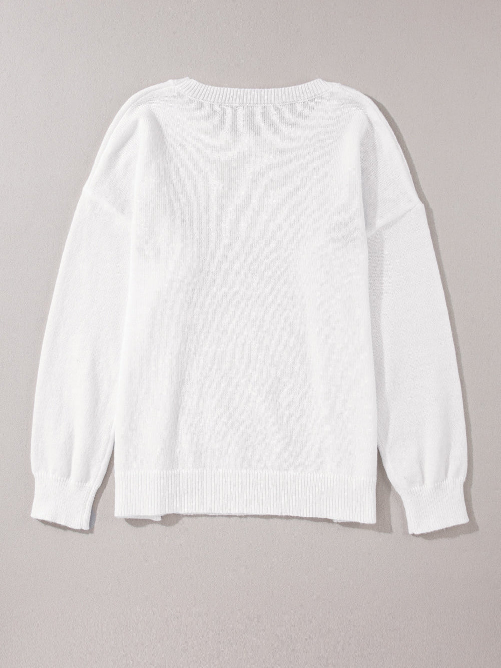 Holly Jolly White Round Neck Casual Sweater