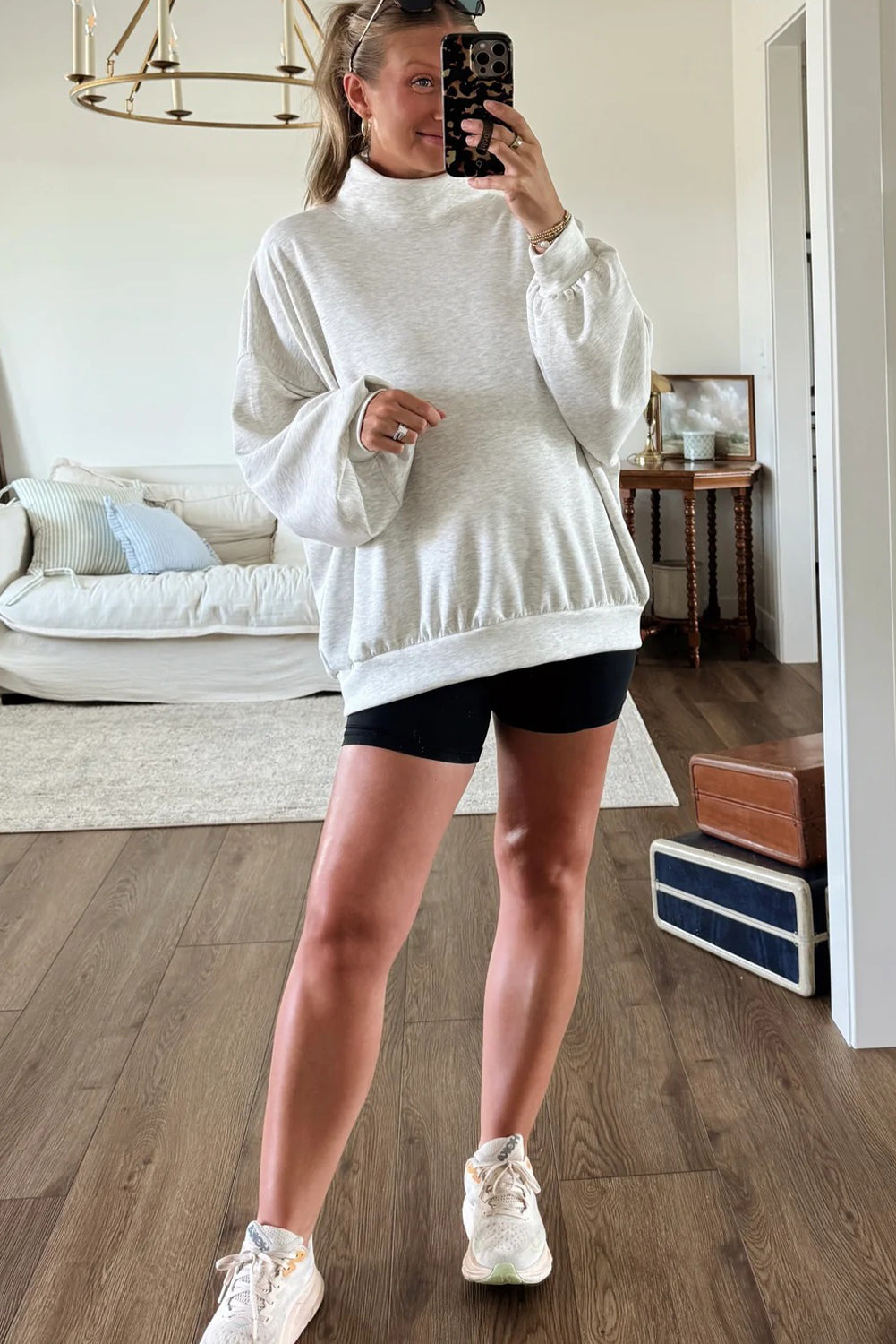 Light Grey Oversized Mock Neck Sweatshirt