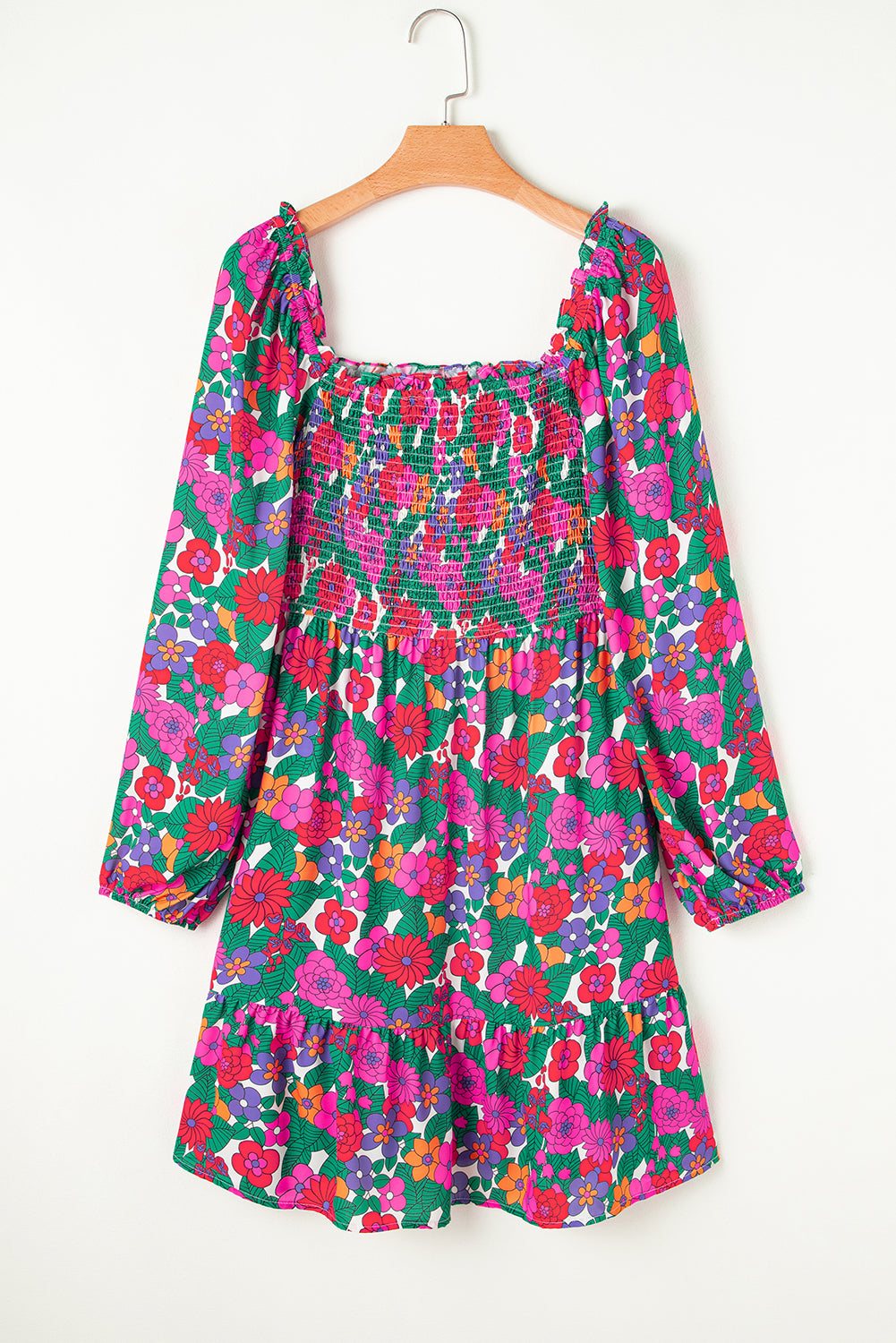 plus size floral long sleeve dress