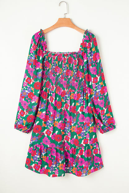 plus size floral long sleeve dress