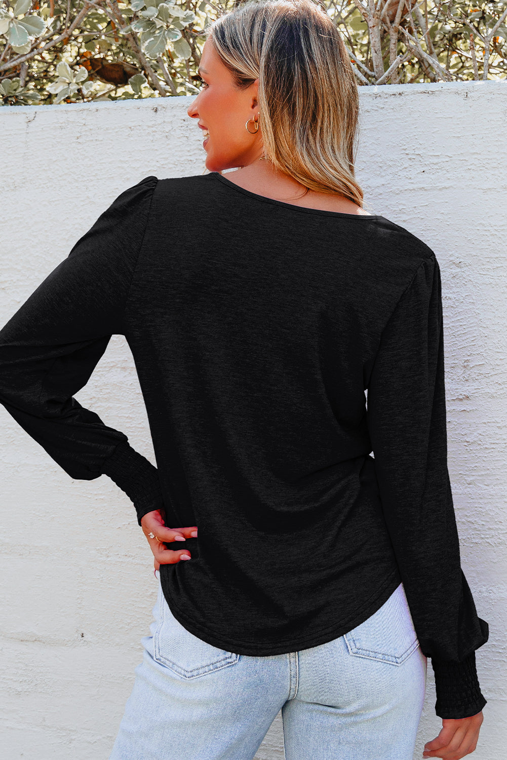 v neck long sleeve top