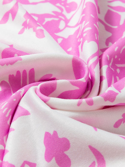 White Floral Printed Round Neck Plus Size Summer Tee