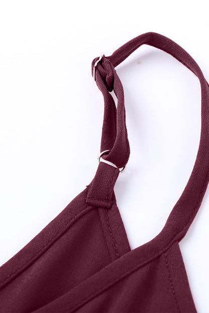 Fiery Red V-Neck Button-Up Tank Top