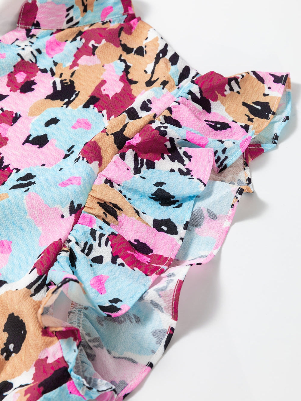 Red Floral Ruffled Cap Sleeve Plus Size Mini Dress