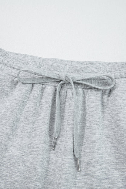 Light Grey Zip Collar Long Sleeve Top Drawstring Pants Set