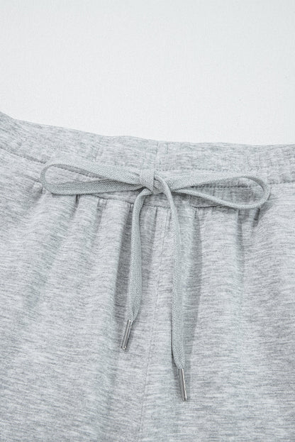 Light Grey Zip Collar Long Sleeve Top Drawstring Pants Set