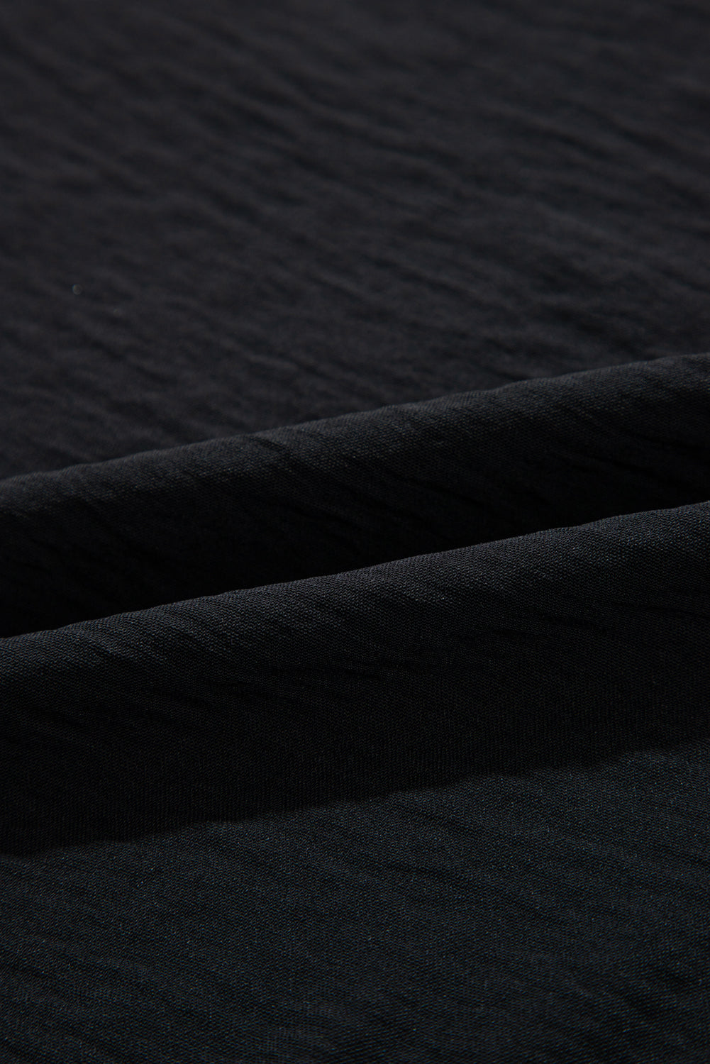 V-Neck Flutter Sleeve Black Textured Plus Size Blouse