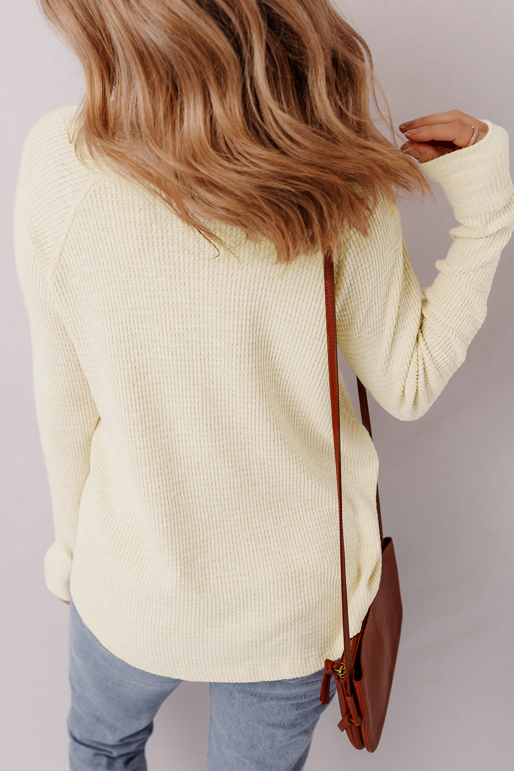 textured knit long sleeve top