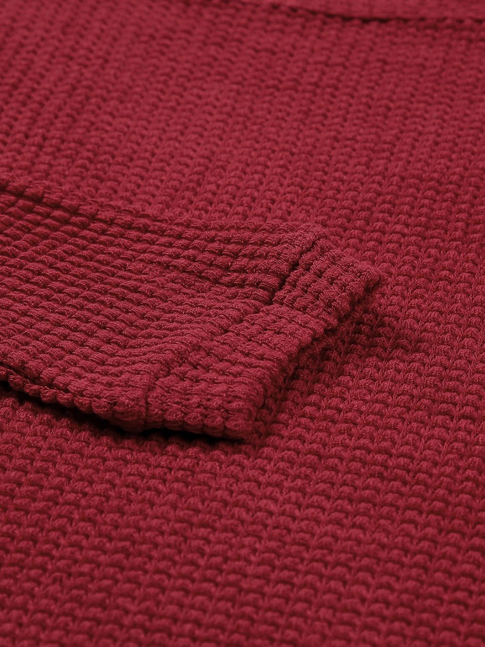 Fiery Red Waffle Knit Drop Sleeve Casual Top