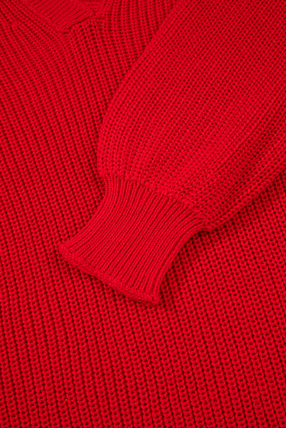 red v neck sweater