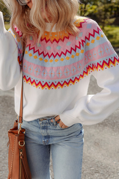 geometric print sweater