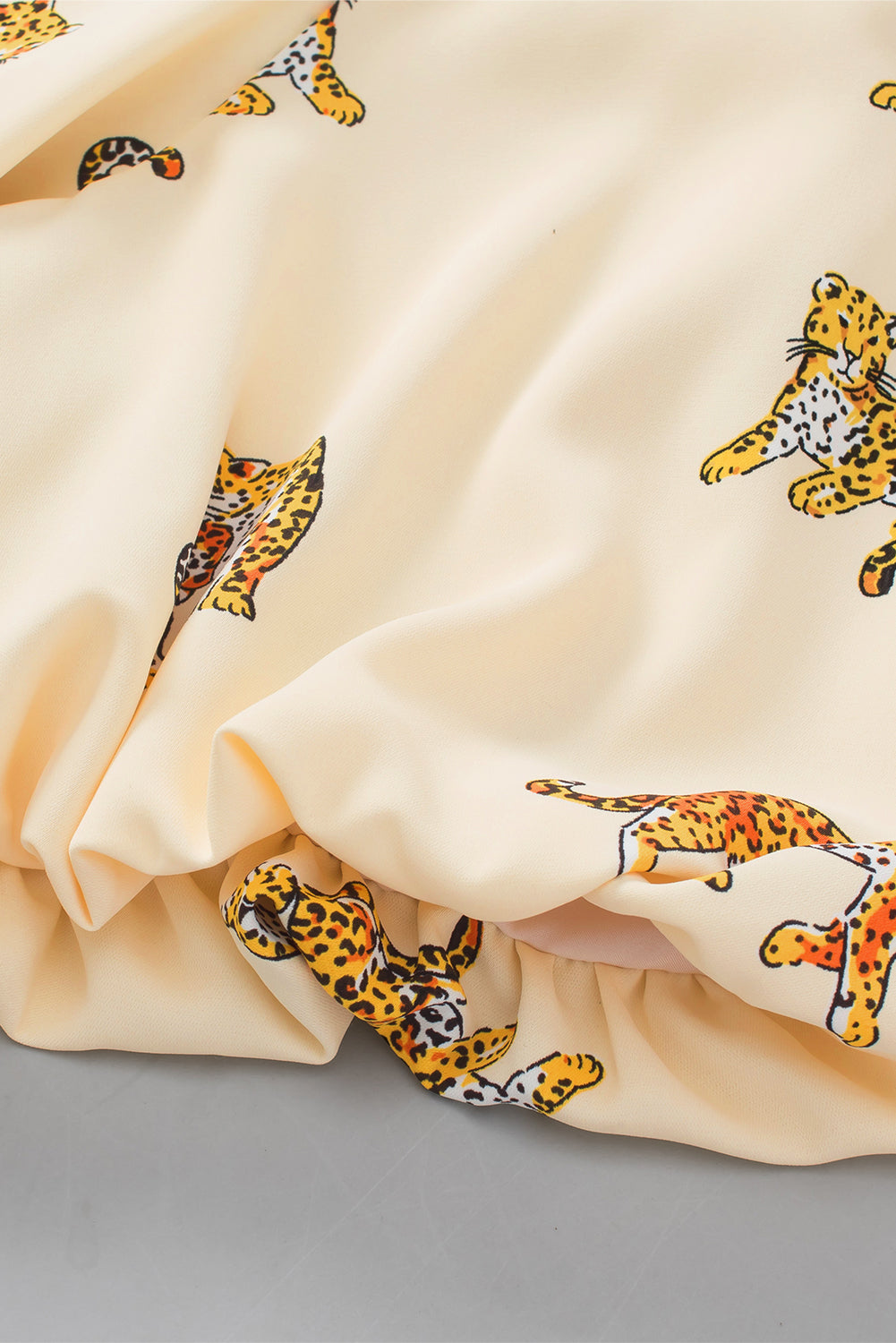 Wild Cheetah Print Beige Plus Size Puff Sleeve Blouse