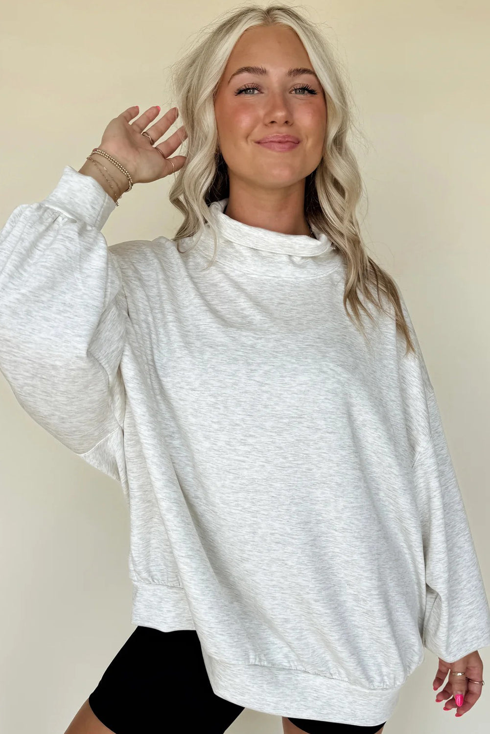 Light Grey Oversized Mock Neck Sweatshirt
