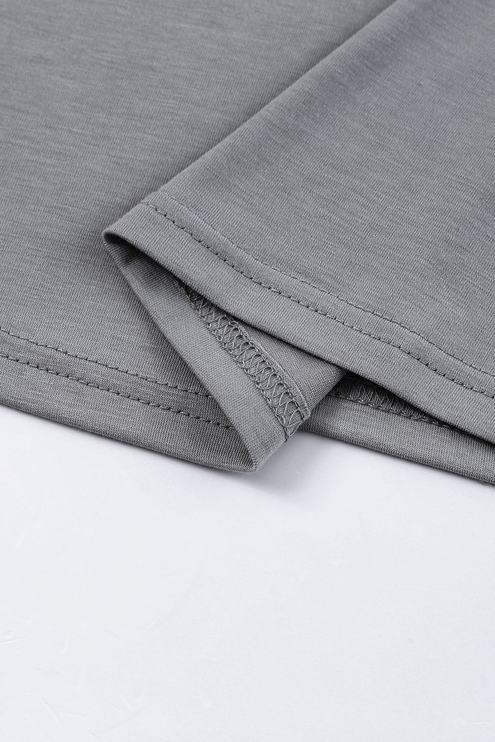 Gray Ruffle Sleeve Casual T-Shirt with Tiered Design