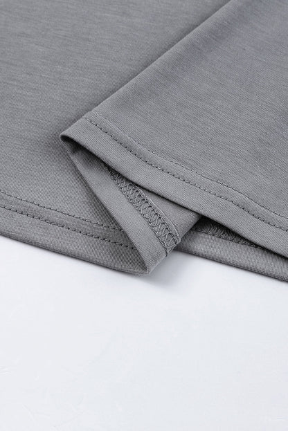 Gray Ruffle Sleeve Casual T-Shirt with Tiered Design