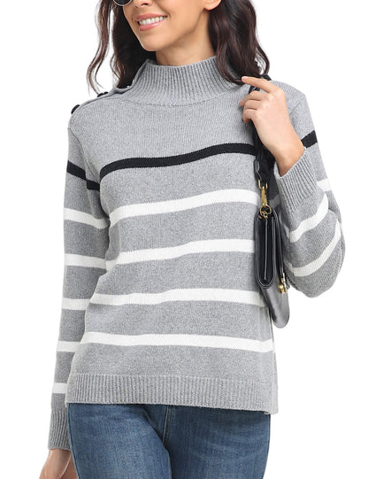 Cozy Stripe High Neck Sweaters