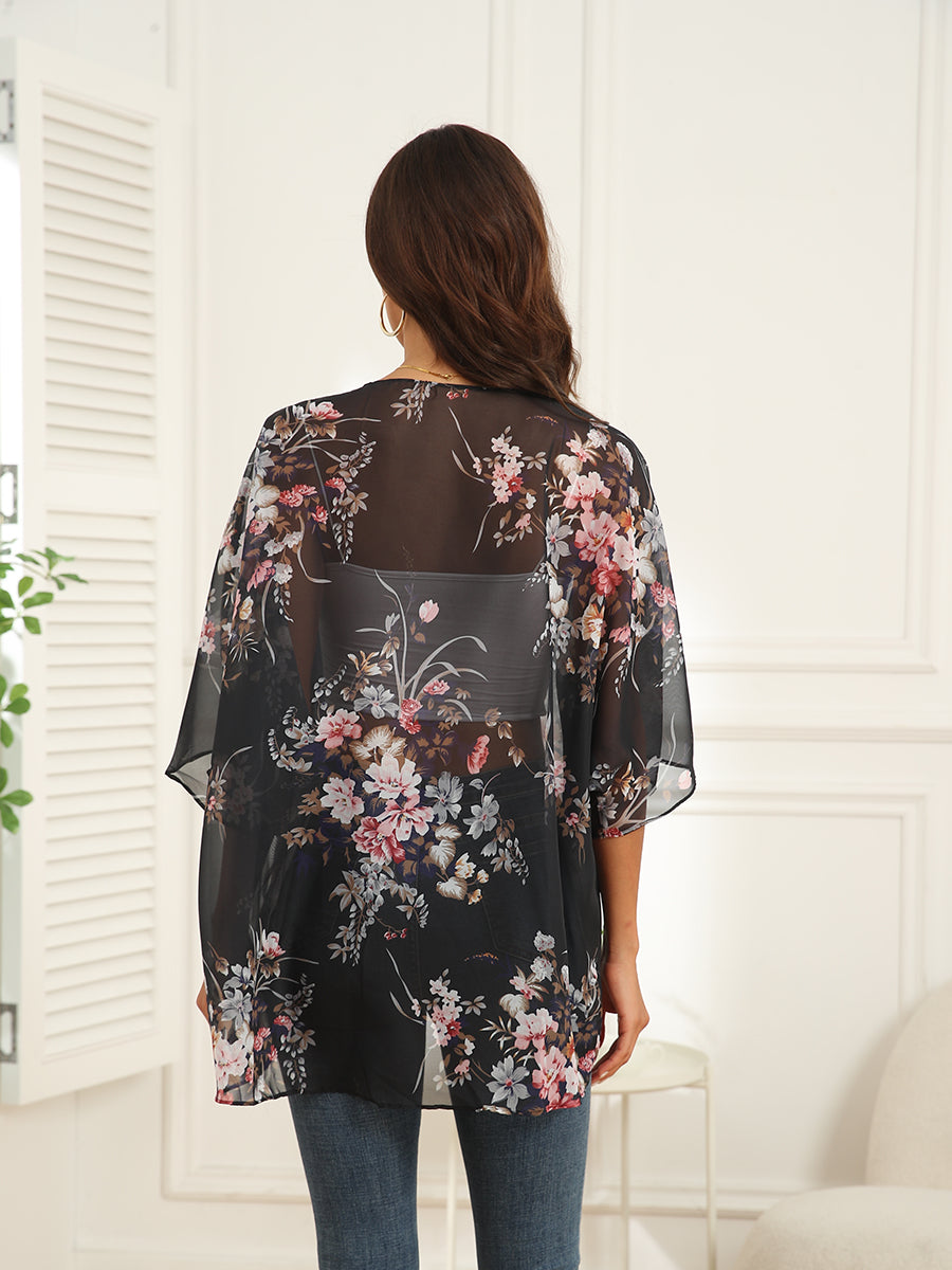 Blouses - Floral Pattern Loose Chiffon Casual Blouse - MsDressly