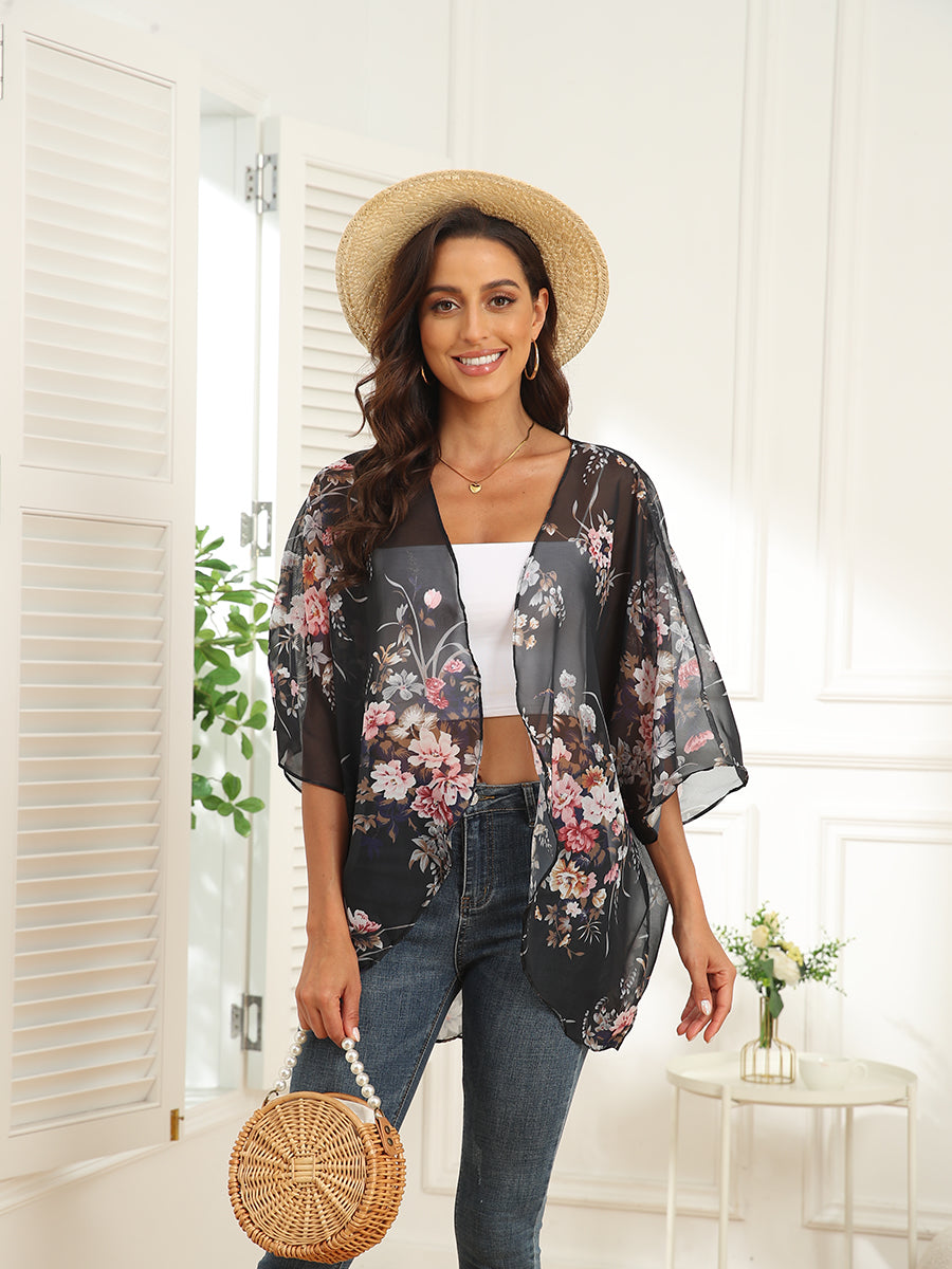 Blouses - Floral Pattern Loose Chiffon Casual Blouse - MsDressly