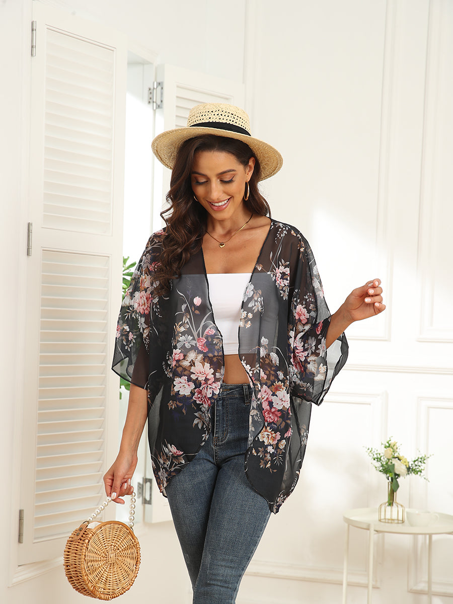 Blouses - Floral Pattern Loose Chiffon Casual Blouse - MsDressly