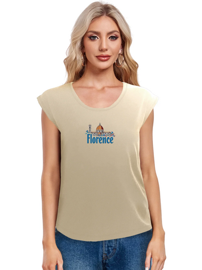 Florence Skyline Graphic With Bold Florence Print Tank Top Sleeveless Casual Top For Summer & Spring Women's Clothing