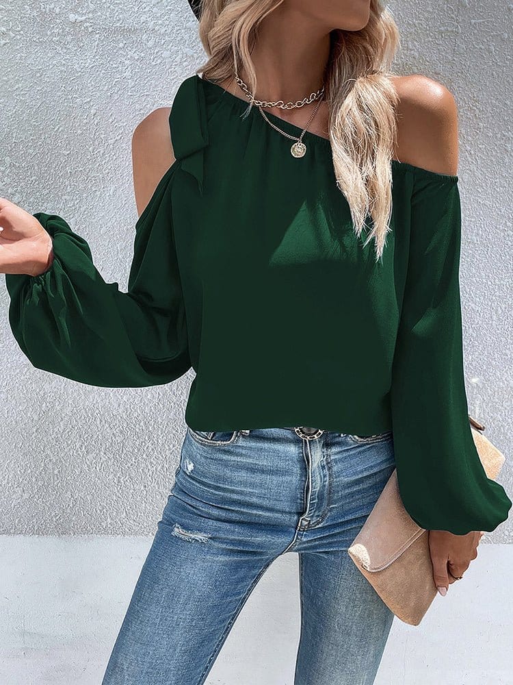 Chiffon Temperament Off Shoulder Tie Loose Blouse