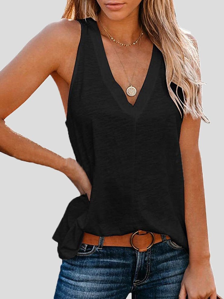 Comfort Sleeveless V-Neck Tank Top in Solid Colors