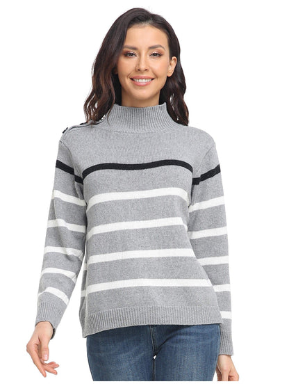 Cozy Stripe High Neck Sweaters