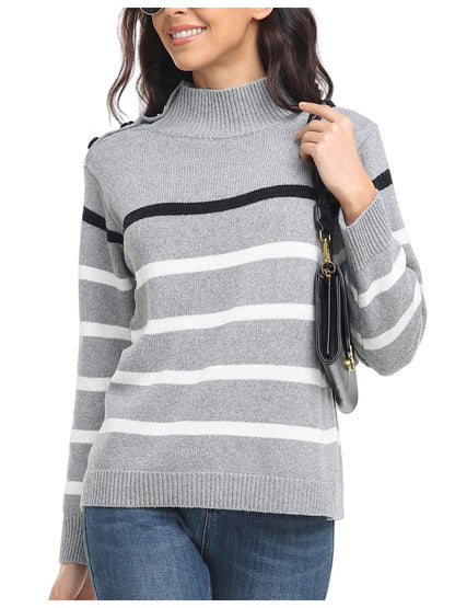 Cozy Stripe High Neck Sweaters