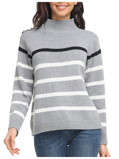 Cozy Stripe High Neck Sweaters