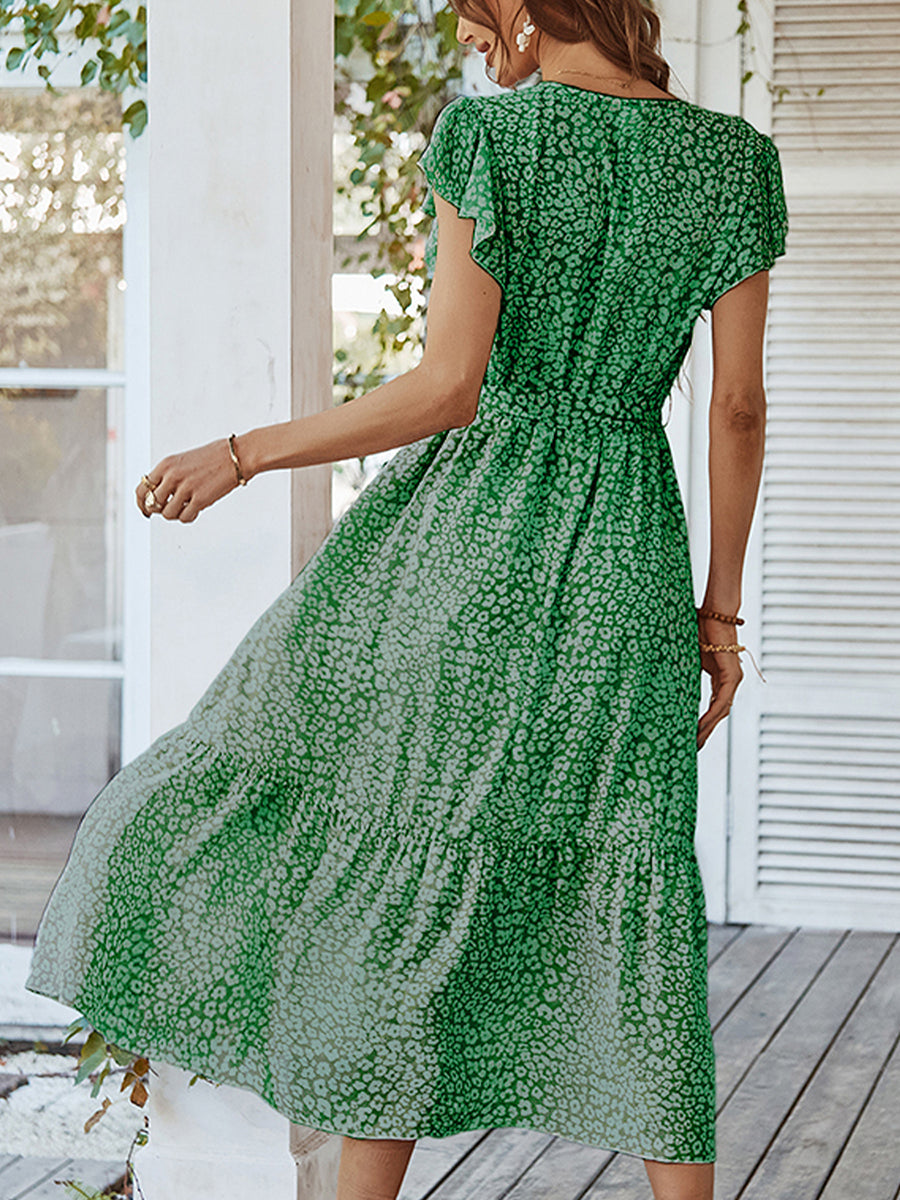 Midi Dresses - Sexy Floral Tie Waist Casual Midi Dress - MsDressly