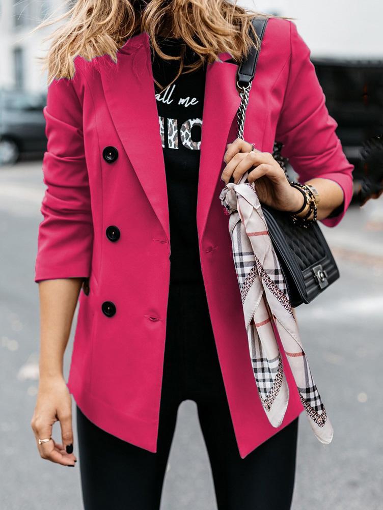 Elegant Double-Breasted Blazer with Long Sleeves