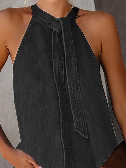 Tank Tops - Halter Tie Sleeveless Casual Tank Tops - MsDressly