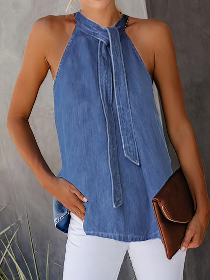 Tank Tops - Halter Tie Sleeveless Casual Tank Tops - MsDressly