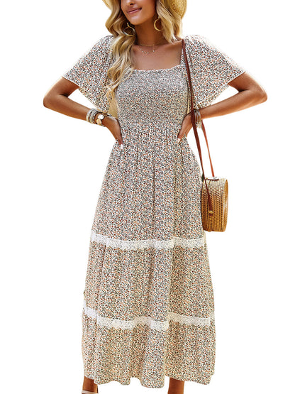 Midi Dresses - Temperament Polka Dot Loose Short Sleeved Midi Dress - MsDressly